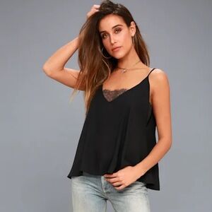 Free People Deep V Bandeau Black Lace Cami